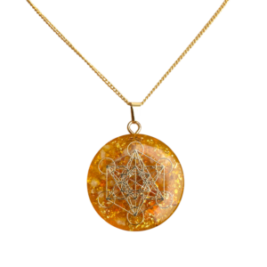 Metatron Golden Healer hanger 35 mm edelsteen orgonite hanger met goud