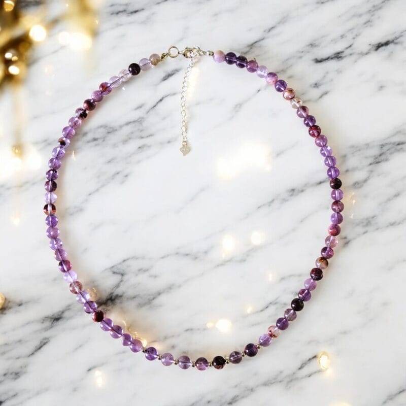 ketting zilver Edelsteen ketting Super seven Zilveren ketting natuursteen