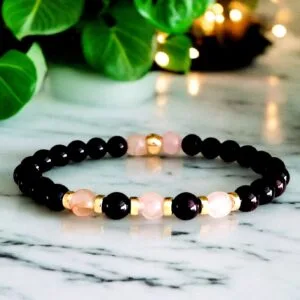 Rode Granaat armband met rozenkwarts Gold Fille