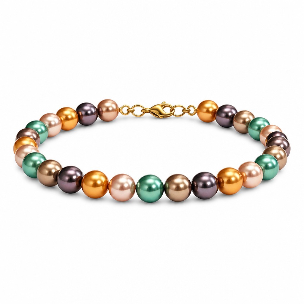 Parel armband verguld warme tinten