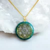 Orgonite ketting hanger Flower of Life Metatron Amazoniet Larimar edelsteen