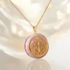 Orgonite ketting hanger Lotus Gaia Roze seleniet Rozenkwarts goud en zilver
