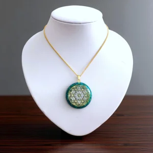 Orgonite ketting hanger Flower of Life Metatron Amazoniet Larimar edelsteen