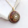 Robijn hanger met Rode Granaat en goud Seed of Life orgonite hanger orgonite sieraad