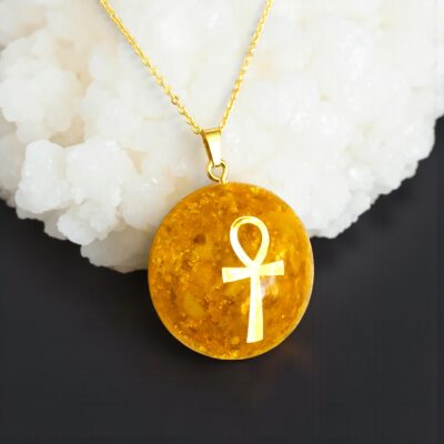Orgonite hanger Golden Healer edelsteen Ankh orgonite ketting edelsteen hanger sieraad Limonietkwarts