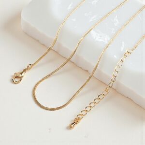 24 karaat goud vergulde snake ketting 1 mm 46 + 4 cm