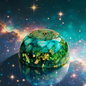 Orgonite dome Aquarius Waterman tijdperk Larimar, Aquamarijn, Azumar