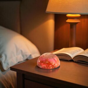 Orgonite dome Rozenkwarts Citrien Love and Joy nachtkastje