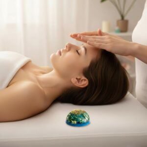 orgonite dome Lemurië Lemurisch Aquatine calciet healing