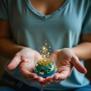 orgonite dome Lemurië Lemurisch Aquatine calciet meditatie yoga