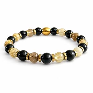 Shungiet en rutielkwarts goud heren armband natuursteen