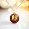 Ronde Maria Magdalena Orgonite hanger 3cm met Hematietkwarts, roze Andes Opaal en bladgoud.