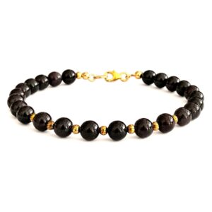Rode Granaat armband voor dames met Gold filled kralen en goud verguld sluiting