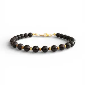 Rode Granaat armband voor dames met Gold filled kralen en goud verguld sluiting