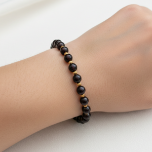 Rode Granaat armband voor dames met Gold filled kralen en goud verguld sluiting