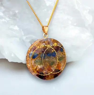 9 chakra hanger orgonite ketting hanger 24 karaat goud vesica piscis hanger chakra zelf healing doen Handgemaakt Artisan Gifts