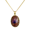 Handgemaakte Gouden Driehoek Orgonite hanger in ovale vergulde zetting met Amethist, Bergkristal en Rozenkwarts Handgemaakt Artisan Gifts