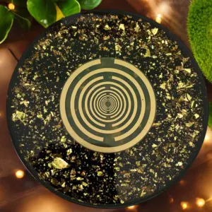 Orgonite Oplaadschaal MWO – Elite Shungite & Goud (Luxe Editie)