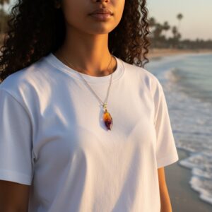 Orgonite Hanger Amethist Citrien 24 karaat goud energetisch Spiritueel Sieraad op model