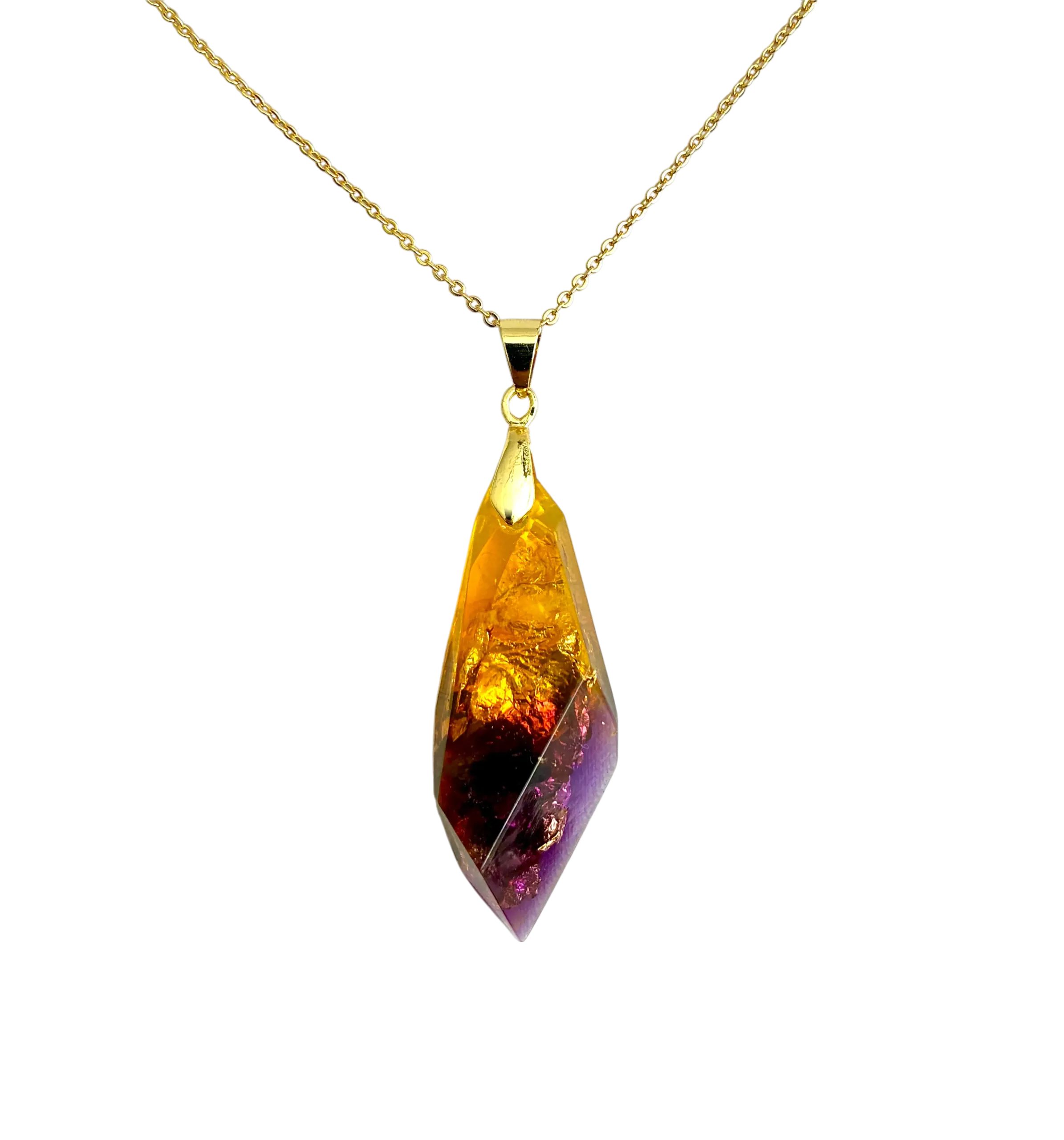 Orgonite Hanger Amethist Citrien 24 karaat goud energetisch Spiritueel Sieraad