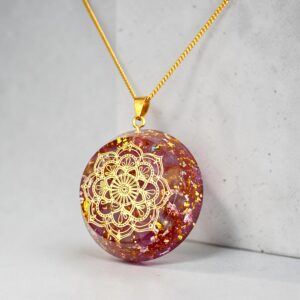 Angel Aura orgonite ketting hanger met Lotus symbool