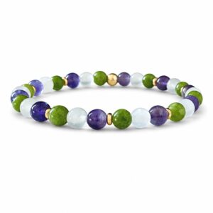 Groene Jade Amethist Seleniet armband natuursteen dames verguld goud Zen armband tegen overprikkeling HSP