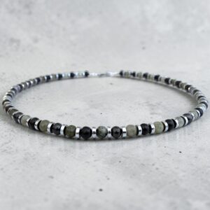 Shungiet Labradoriet ketting RVS