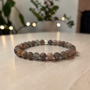 Zwarte Maansteen armband met 925 sterling zilveren kraal