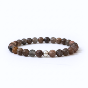 Zwarte Maansteen armband met 925 sterling zilveren kraal